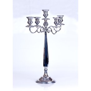 Lysestage s�lv 5-arme, k�mpe m/u bowle