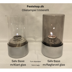 OlielampeLysestage: S�lv-Base/Bund + R�gfarvet Glas (ekskl. Olielampe/Olierefil)