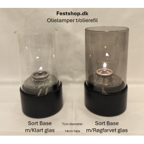 OlielampeLysestage: Sort-Base/Bund + Klart Glas (ekskl. Olielampe/Olierefil)