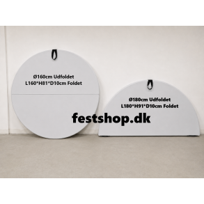 Bord, Rund �160cm Kompakt-Halvm�ne-Foldet Letv�gtsbordplade, 8 personer